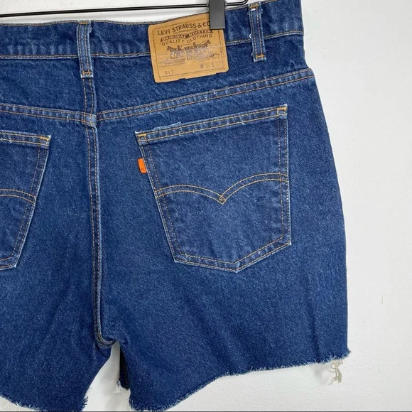 Levi's ORANGE TAB 517 Vintage Jeans Denim Cutoff Mom Shorts High Waist Size 38 - Picture 8 of 16